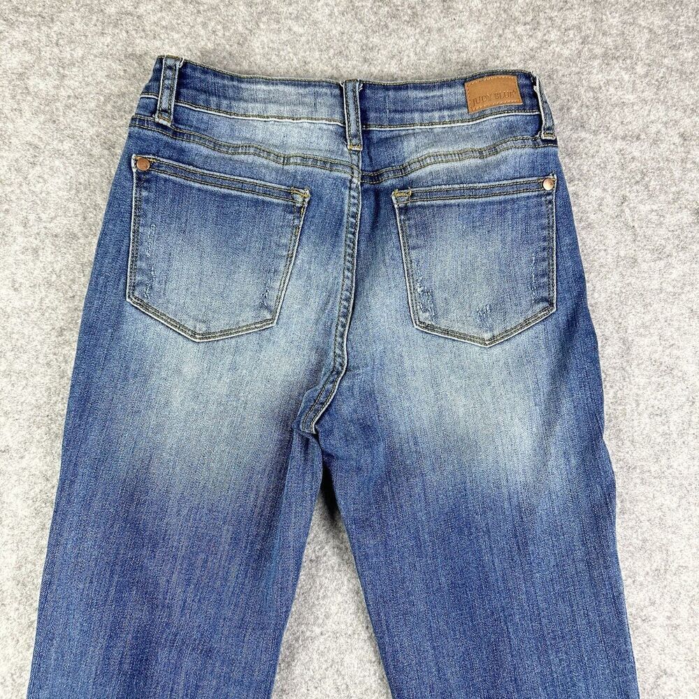 Judy Blue Jeans Womens 28 Distressed Relaxed Fit Dark Wash Everyday Stretch - Picture 6 of 16